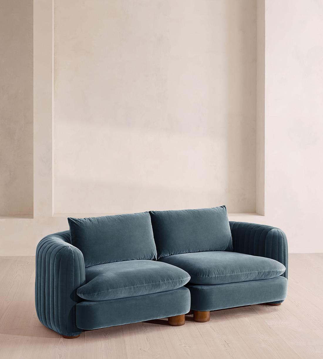 Vivienne Modular Sofa - Three Seater - Velvet Grey Blue - Listing - Image 2