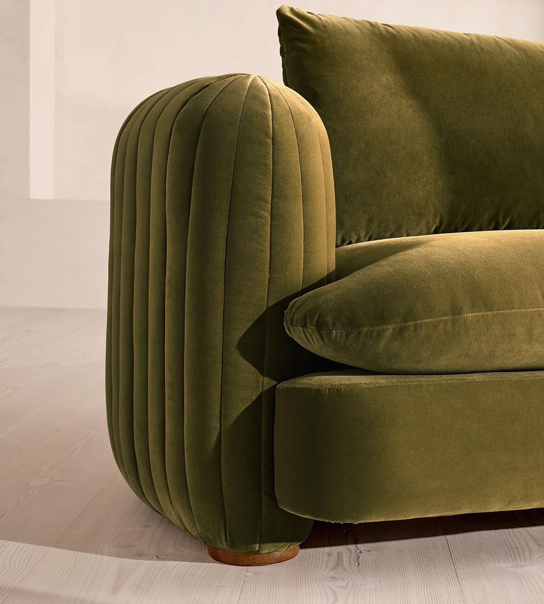 Vivienne Deeper Sit Sectional Sofa - Three Seater - Velvet Olive US - Images - Image 5