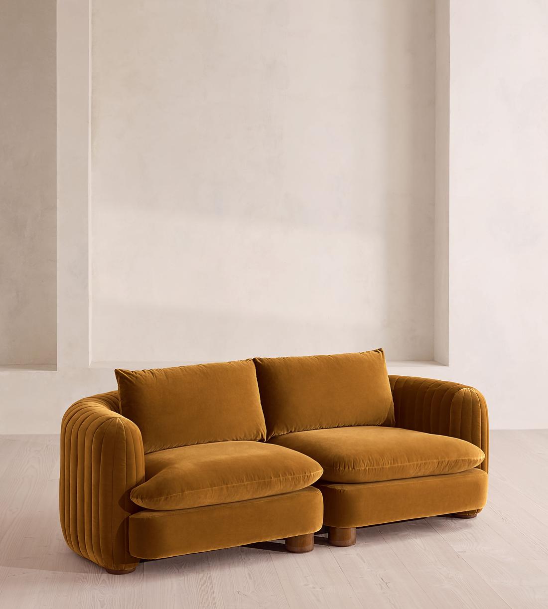 Vivienne Deeper Sit Modular Sofa - Three Seater - Velvet Mustard UK - Listing - Image 2