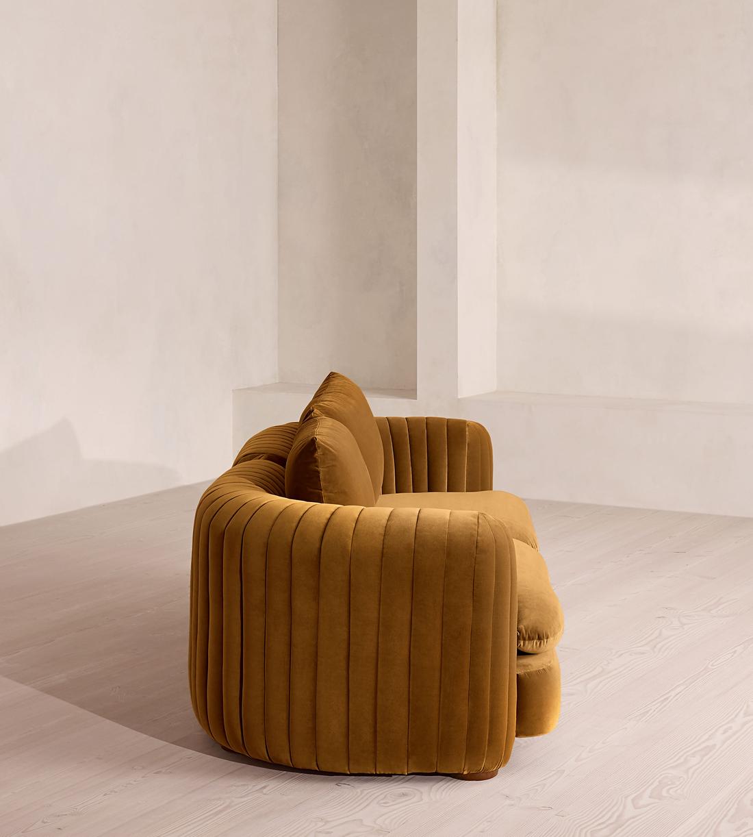 Vivienne Deeper Sit Sectional Sofa - Three Seater - Velvet Mustard US - Images - Image 3