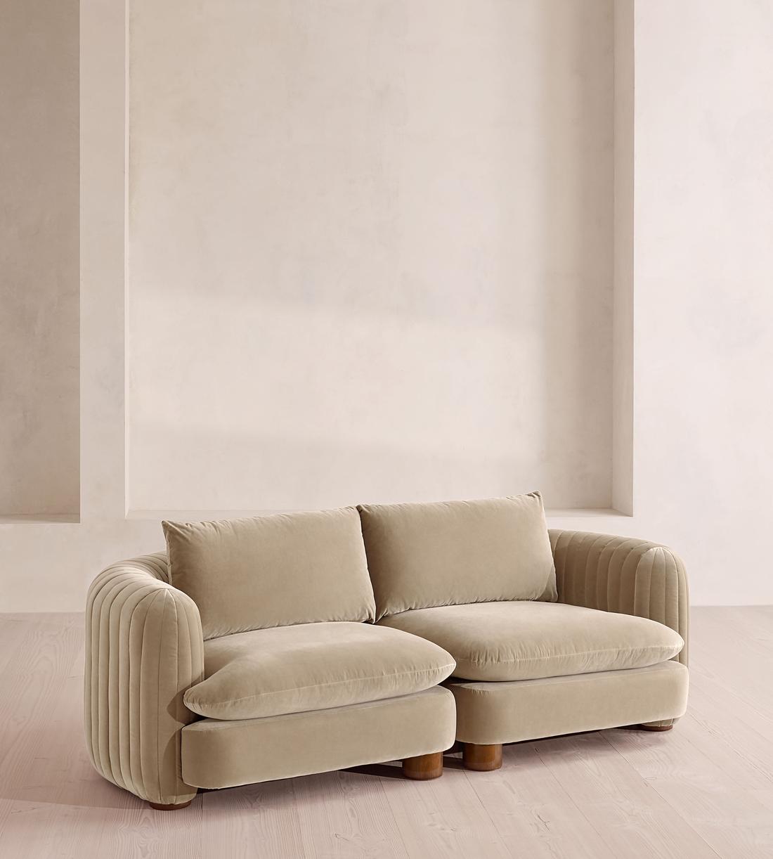 Vivienne Sectional Sofa - Three Seater - Velvet - Oyster - US - Listing - Image 2