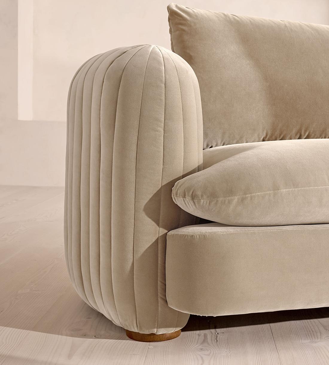 Vivienne Sectional Sofa - Three Seater - Velvet - Oyster - US - Images - Image 5