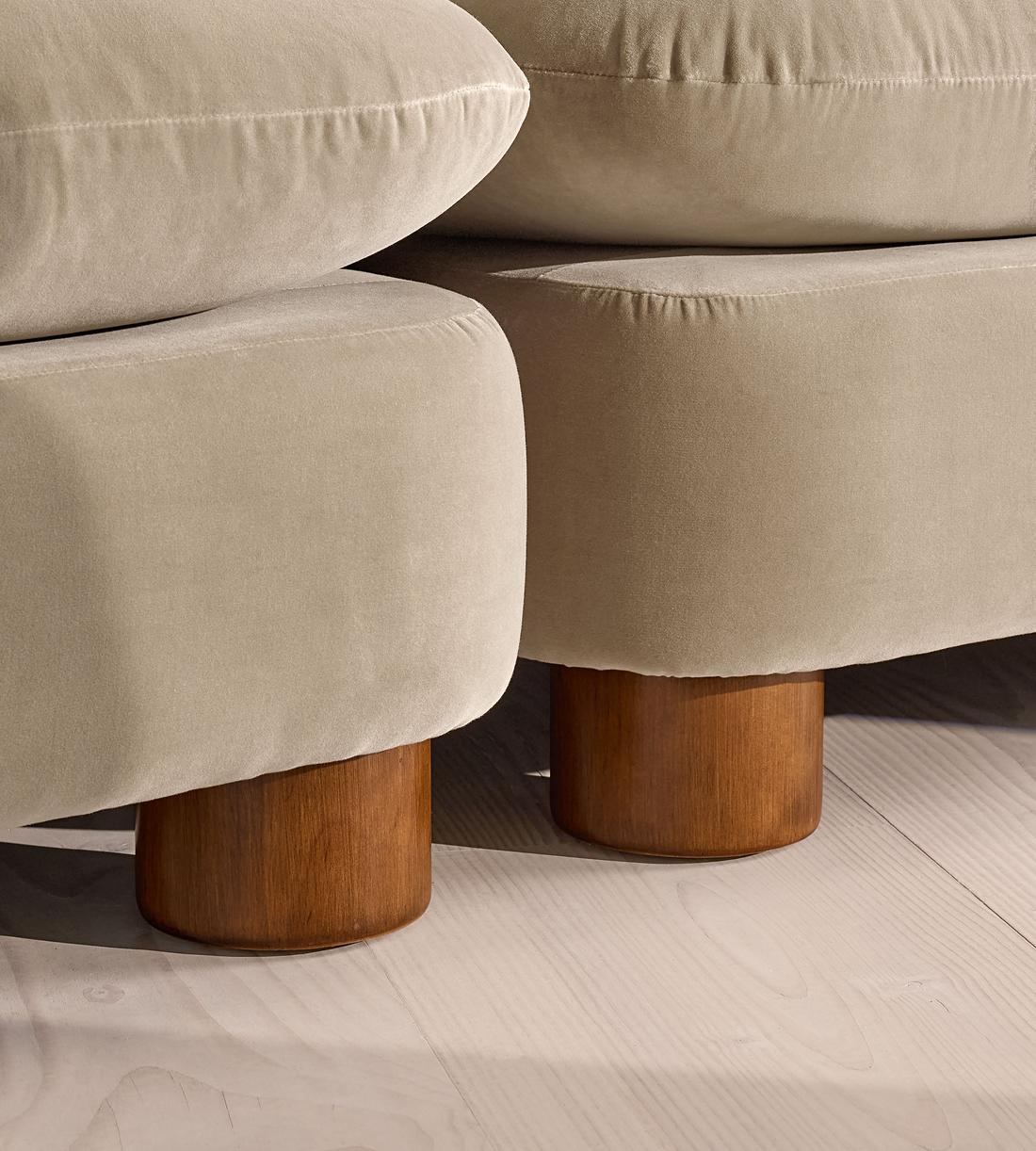 Vivienne Sectional Sofa - Three Seater - Velvet - Oyster - US - Images - Image 6