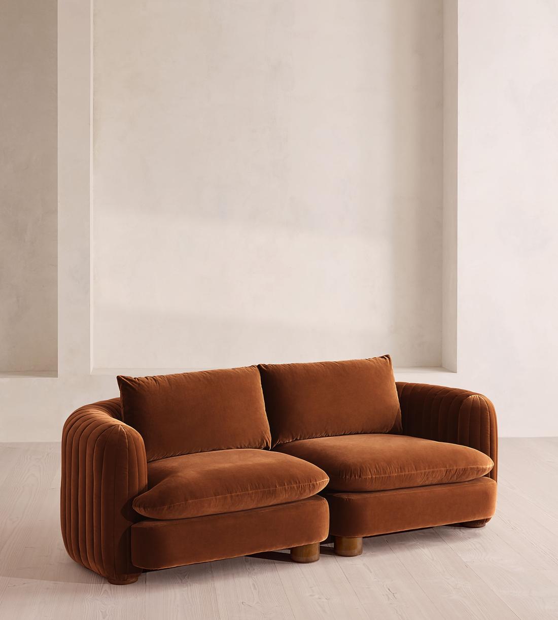 Vivienne Sectional Sofa - Three Seater - Velvet - Cinnamon - US - Listing - Image 2