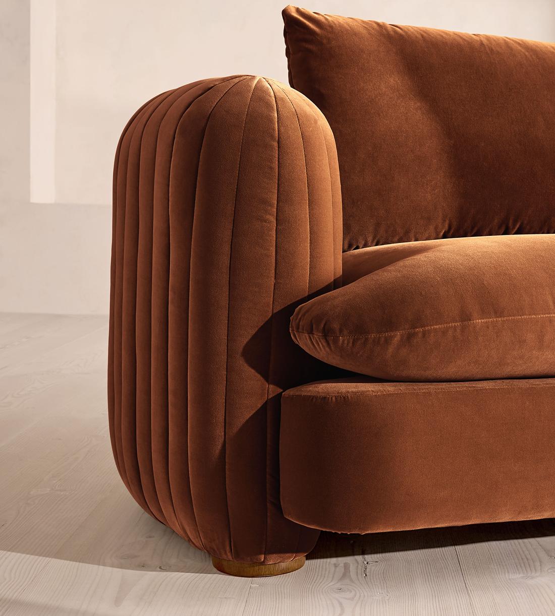 Vivienne Sectional Sofa - Three Seater - Velvet - Cinnamon - US - Images - Image 5
