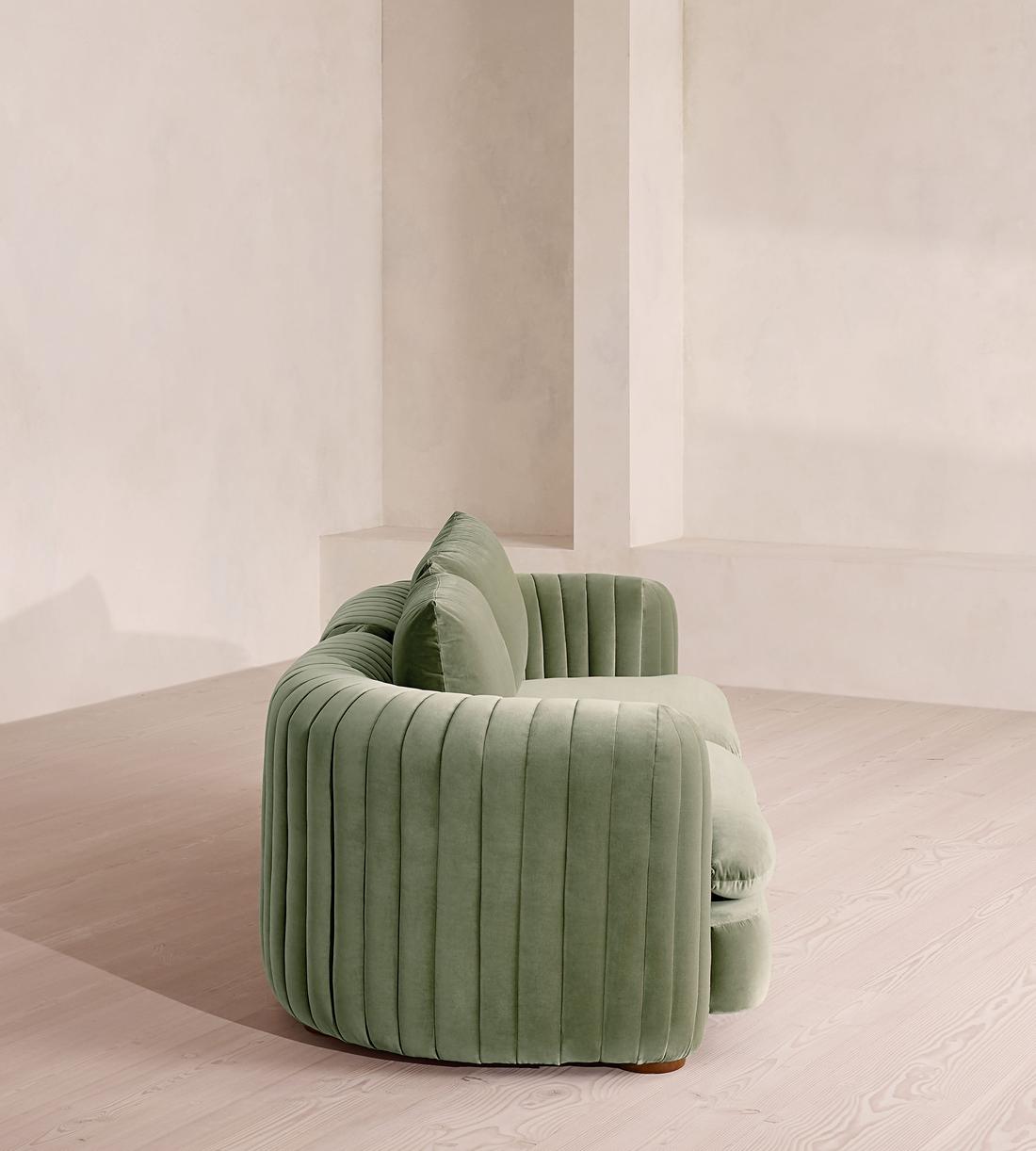 Vivienne Deeper Sit Sectional Sofa - Three Seater - Velvet - Seafoam - US - Images - Image 3
