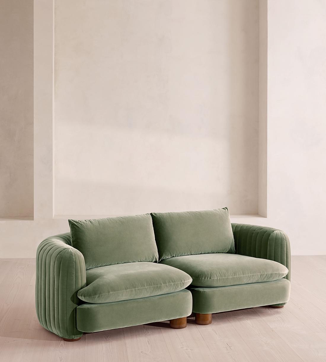 Vivienne Sectional Sofa - Three Seater - Velvet - Seafoam - US - Listing - Image 2