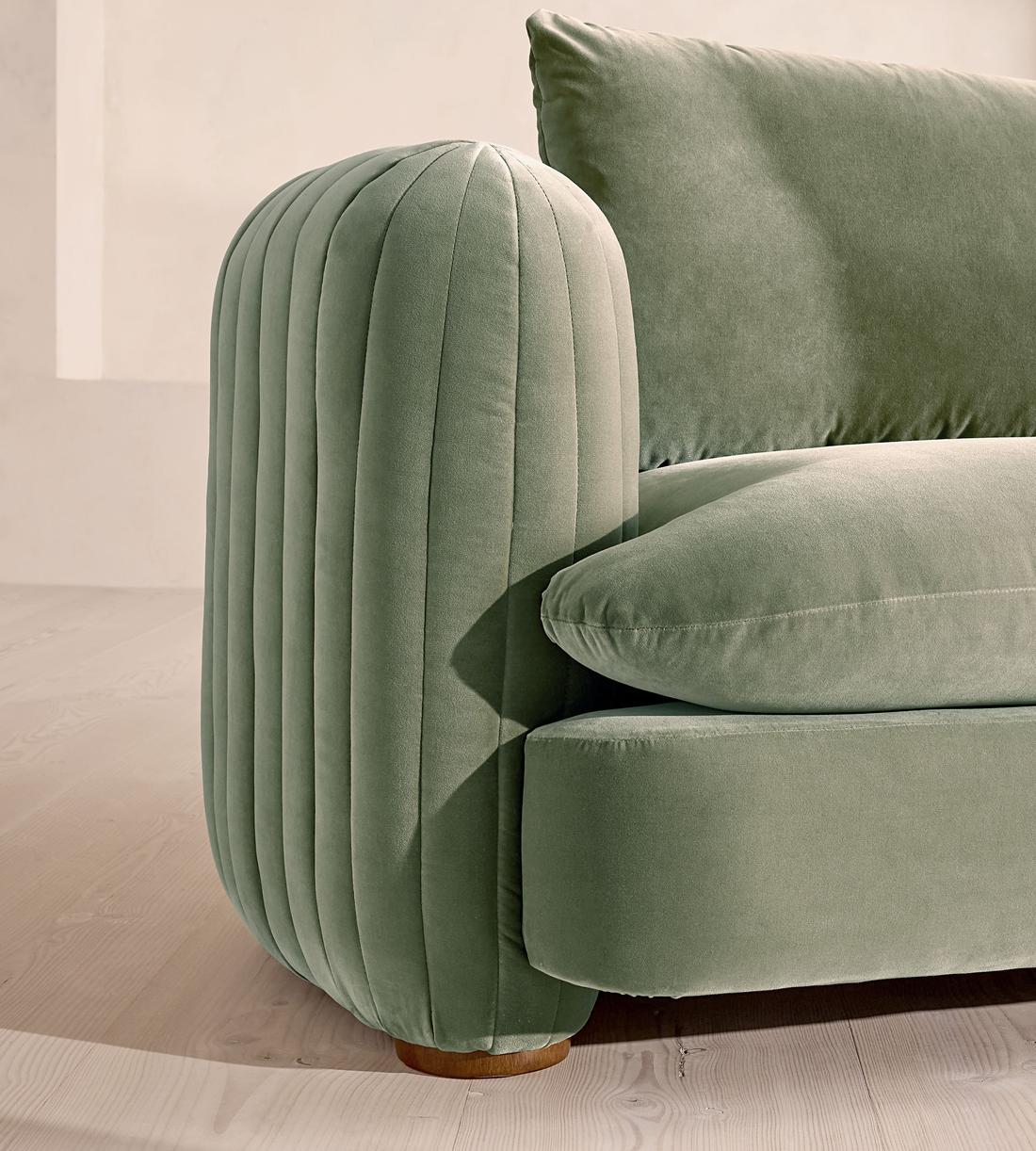 Vivienne Sectional Sofa - Three Seater - Velvet - Seafoam - US - Images - Image 5