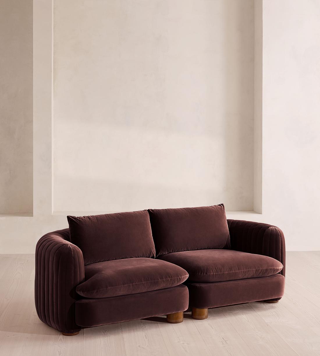 Vivienne Sectional Sofa - Three Seater - Velvet - Aubergine - US - Listing - Image 2