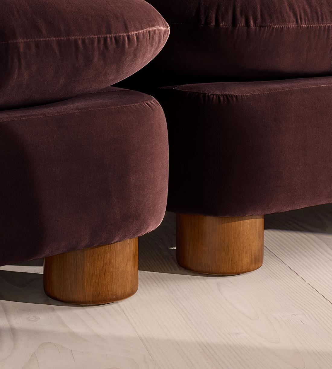 Vivienne Sectional Sofa - Three Seater - Velvet - Aubergine - US - Images - Image 6