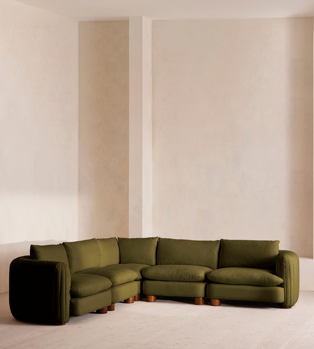 Vivienne Deeper Sit Modular Sofa - Corner Sofa - Linen - Olive - Listing - Image 2