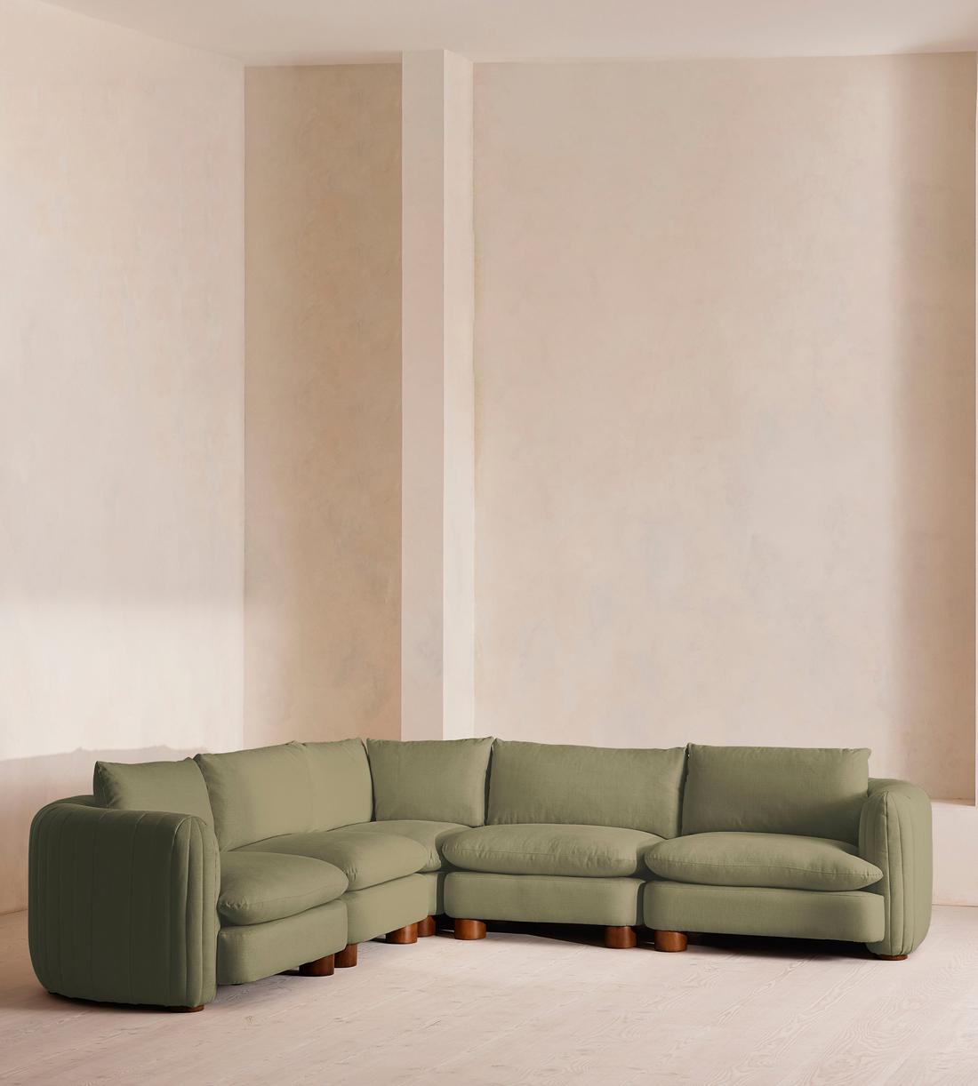 Vivienne Deeper Sit Sectional Sofa - Corner Sofa - Linen - Sage - US - Listing - Image 2