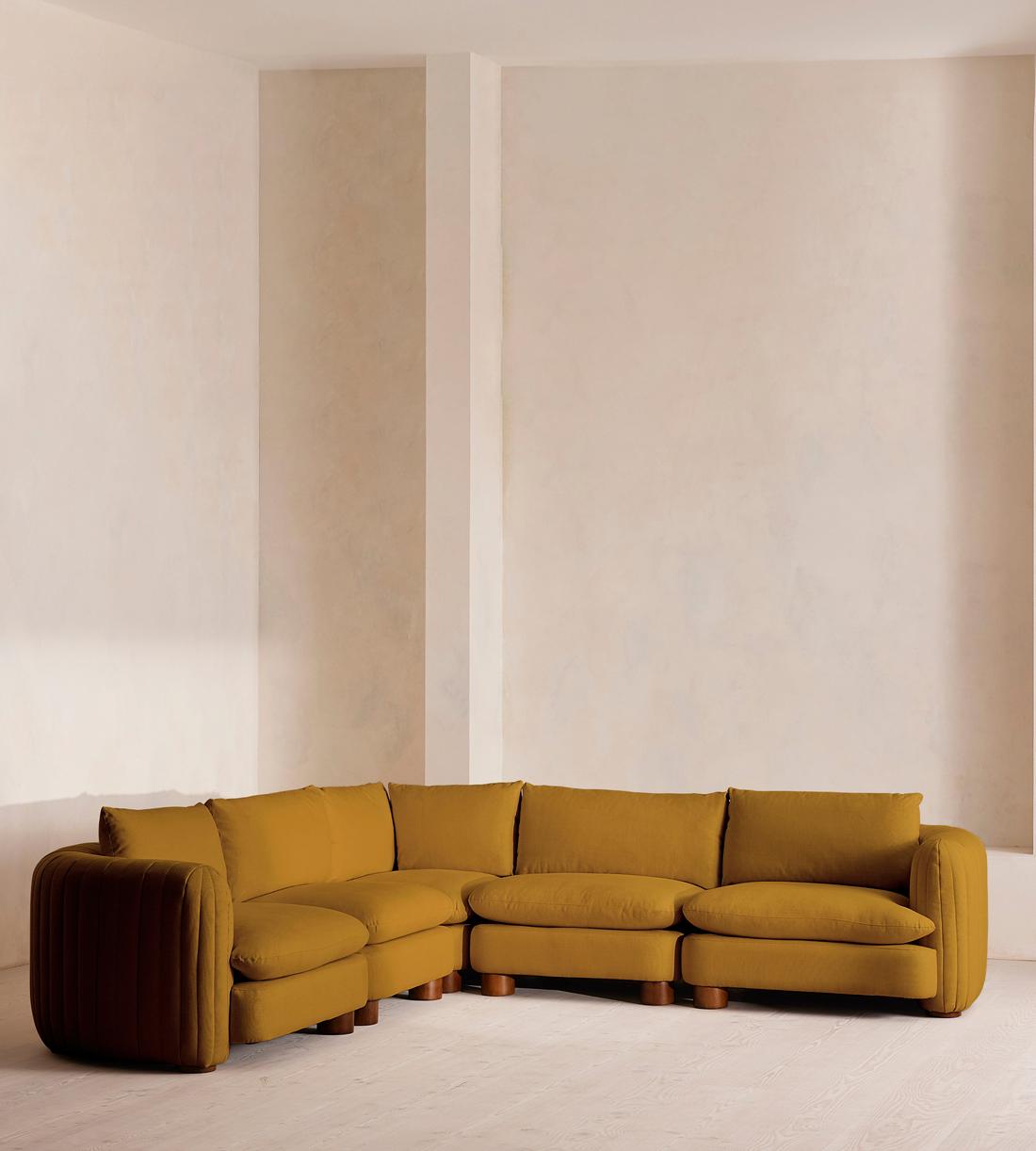 Vivienne Deeper Sit Sectional Sofa - Corner Sofa - Linen - Turmeric - US - Listing - Image 2