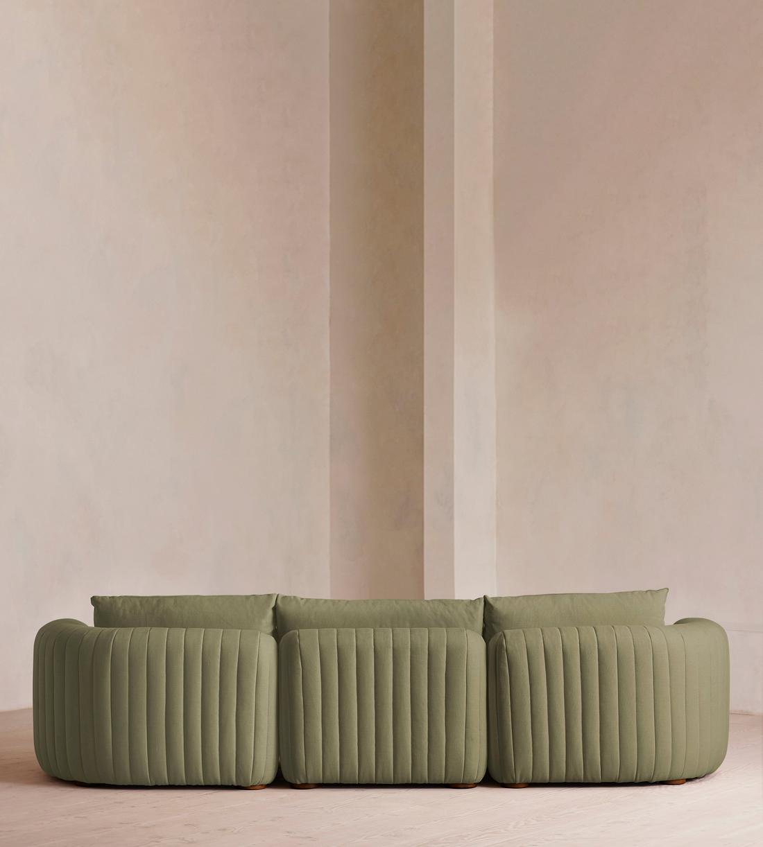 Vivienne Deeper Sit Sectional Sofa - Four Seater - Linen - Sage - US - Images - Image 3