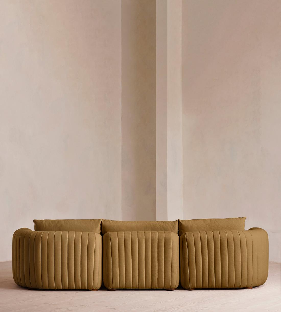 Vivienne Deeper Sit Sectional Sofa - Four Seater - Linen - Ochre - US - Images - Image 3
