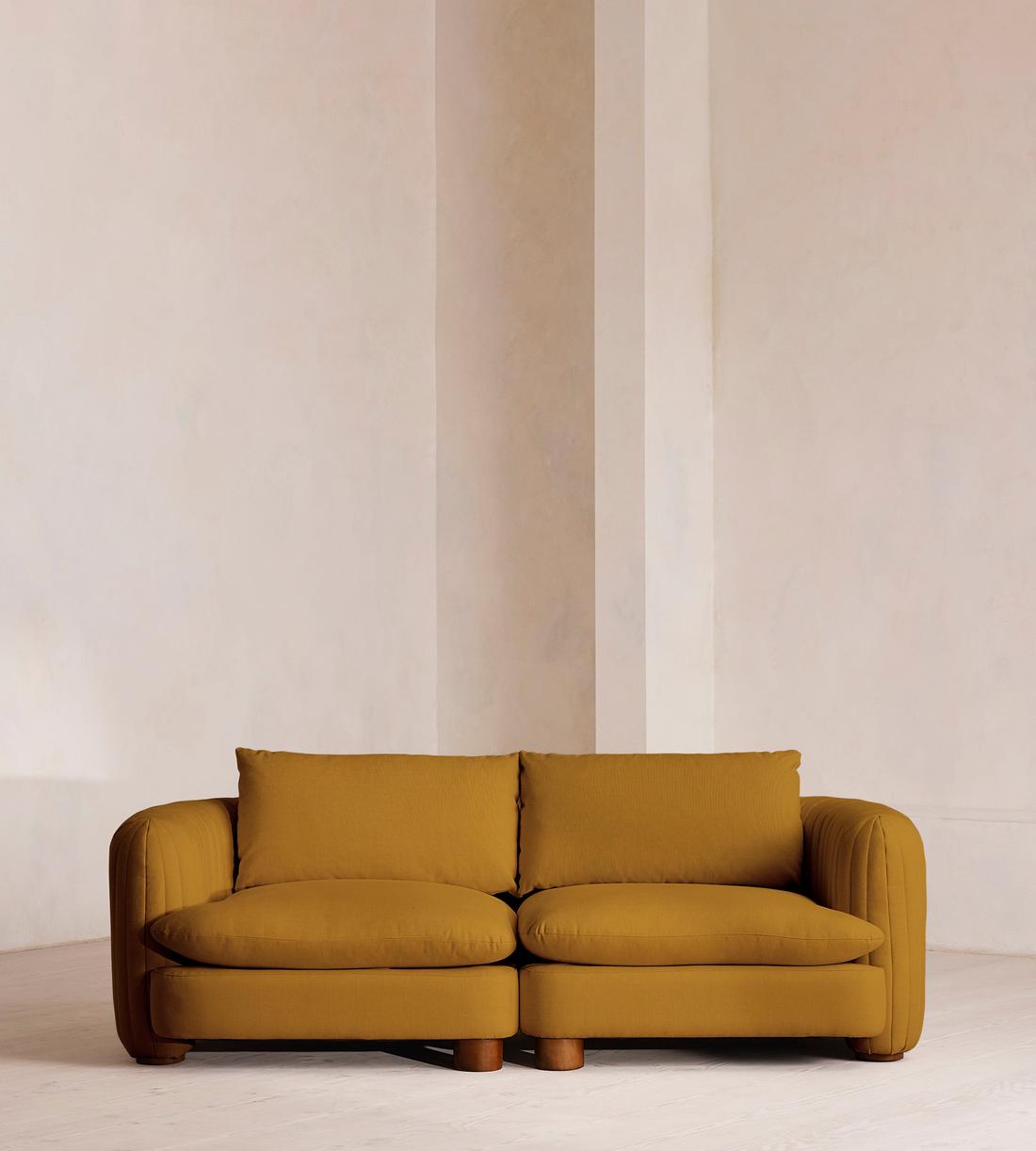 Vivienne Sectional Sofa - Three Seater - Linen - Turmeric - US - Listing - Image 1