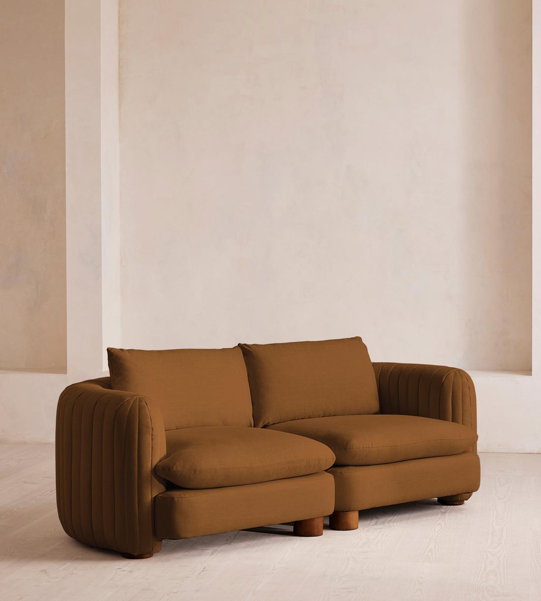 Vivienne Modular Sofa - Three Seater - Linen - Terracotta - UK - Listing - Image 2