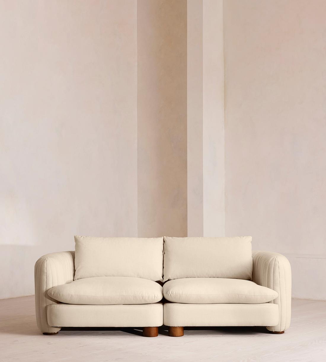 Vivienne Sectional Sofa - Three Seater - Linen - Bisque - US - Listing - Image 1