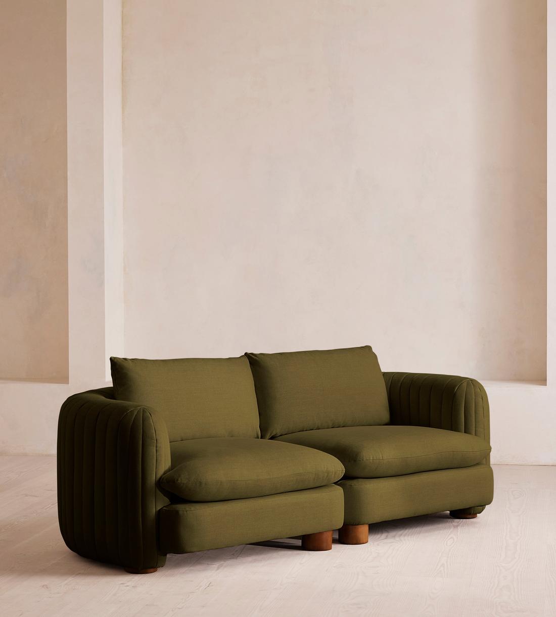 Vivienne Deeper Sit Sectional Sofa - Three Seater - Linen - Olive - US - Listing - Image 2