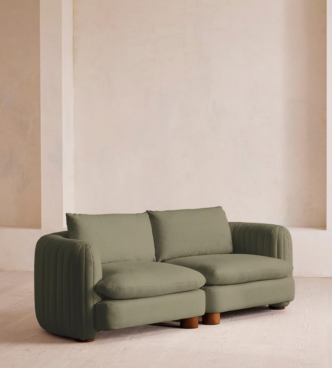 Vivienne Deeper Sit Modular Sofa - Three Seater - Linen - Sage - Listing - Image 2