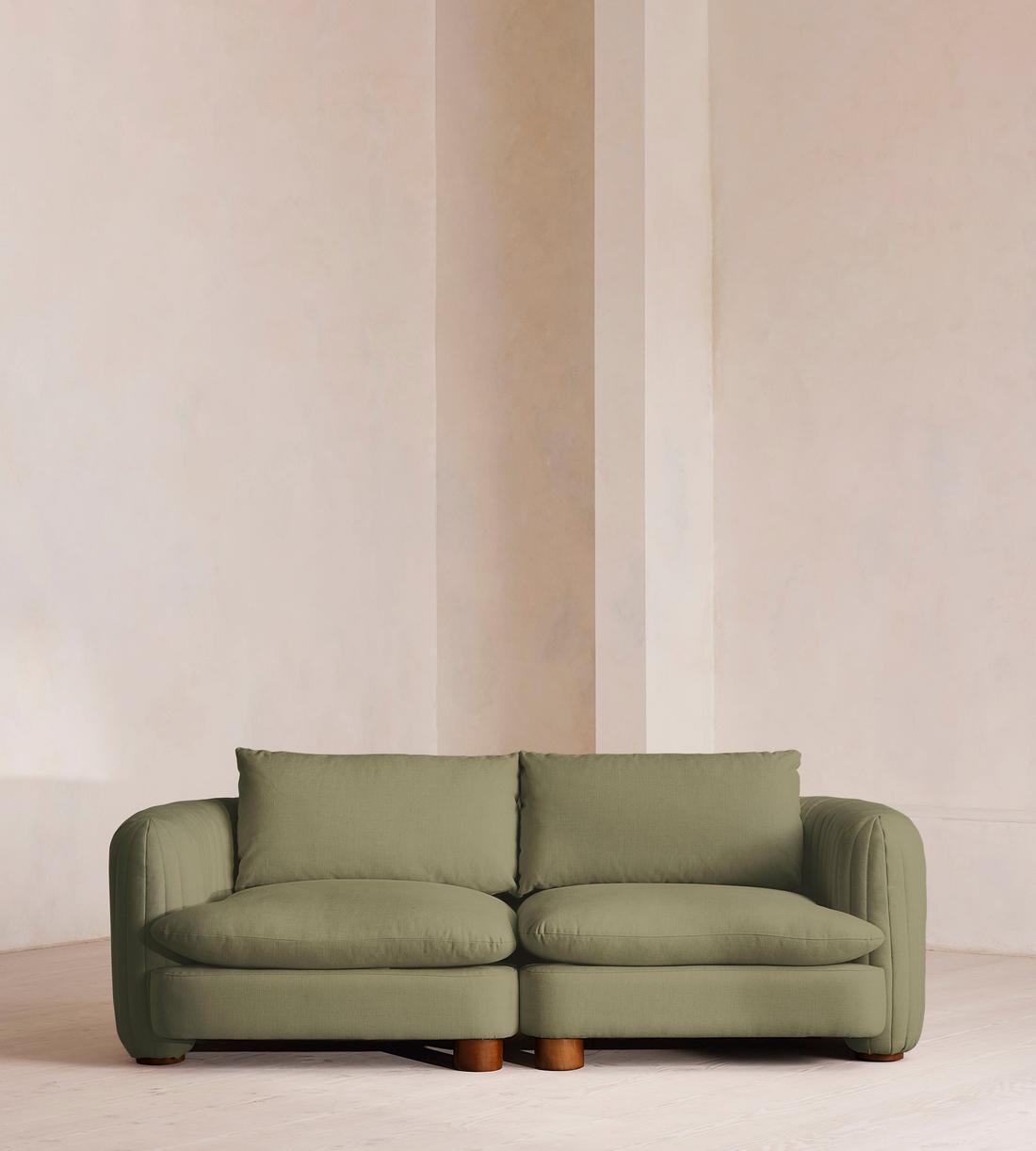 Vivienne Deeper Sit Sectional Sofa - Three Seater - Linen - Sage - US - Listing - Image 1