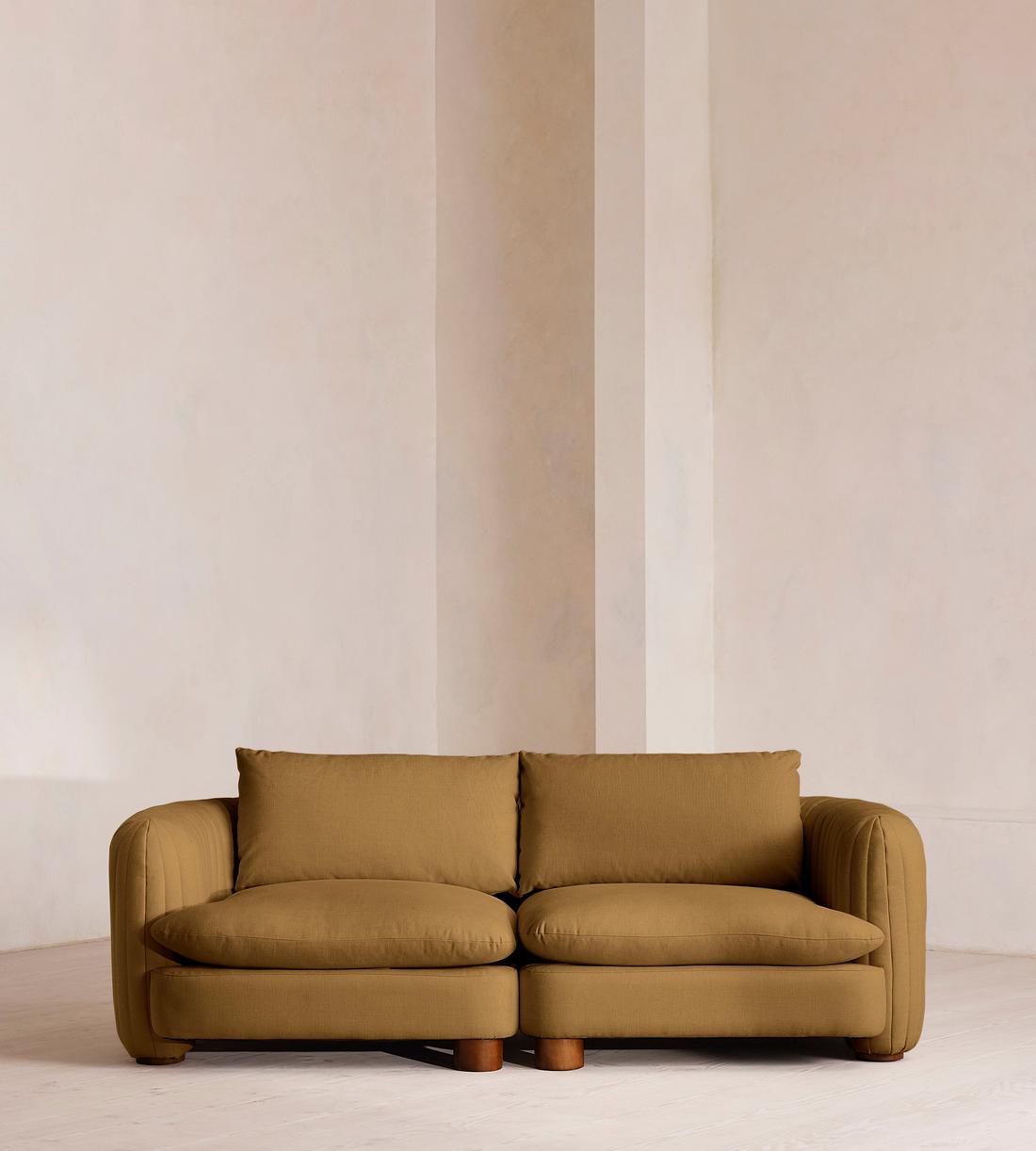 Vivienne Sectional Sofa - Three Seater - Linen - Ochre - US - Listing - Image 1
