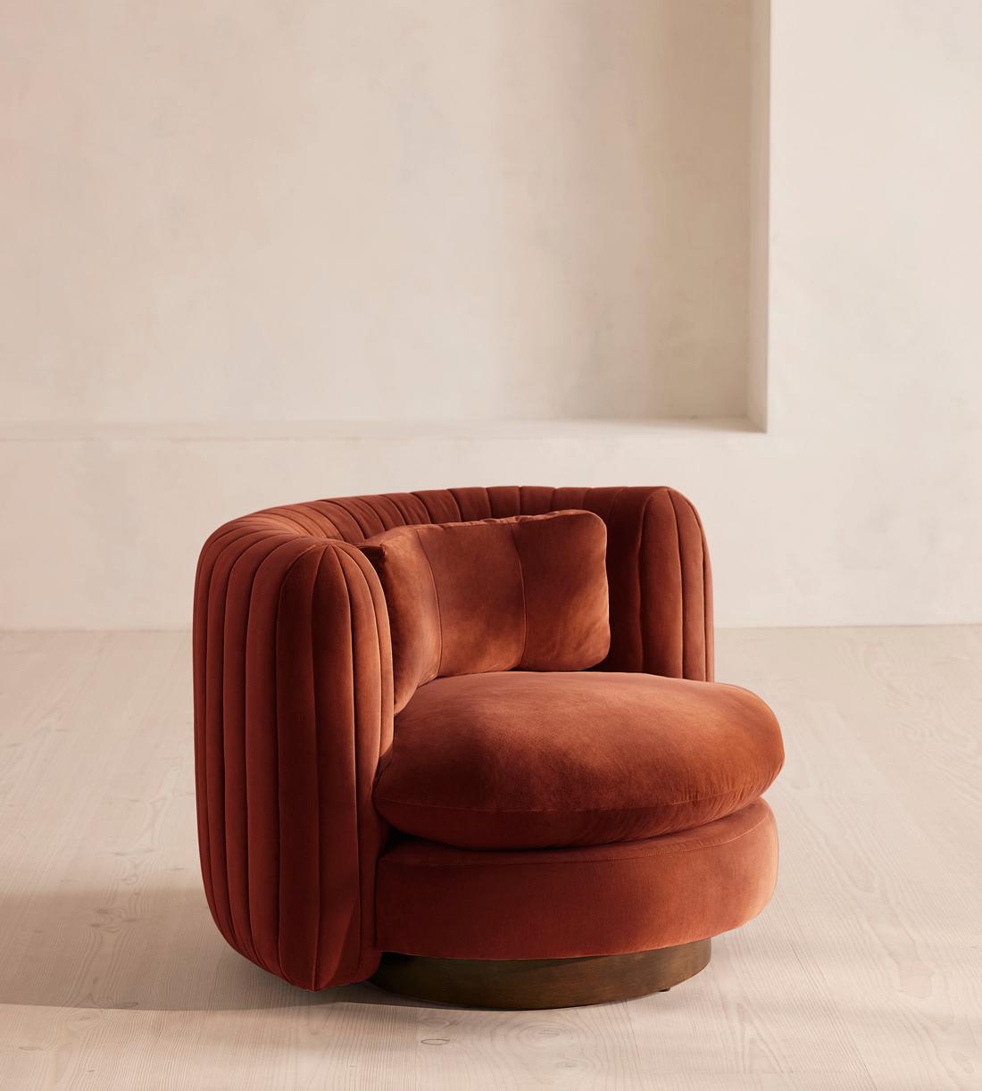 Vivienne Armchair - Velvet - Rust - US - Listing - Image 1