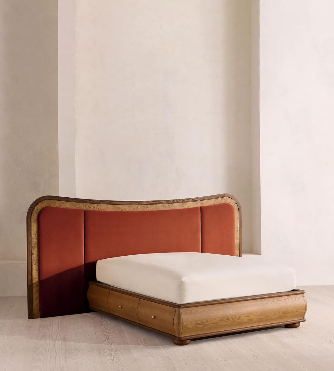 Alana Bed - Queen - Velvet - Rust - US - Listing - Image 1