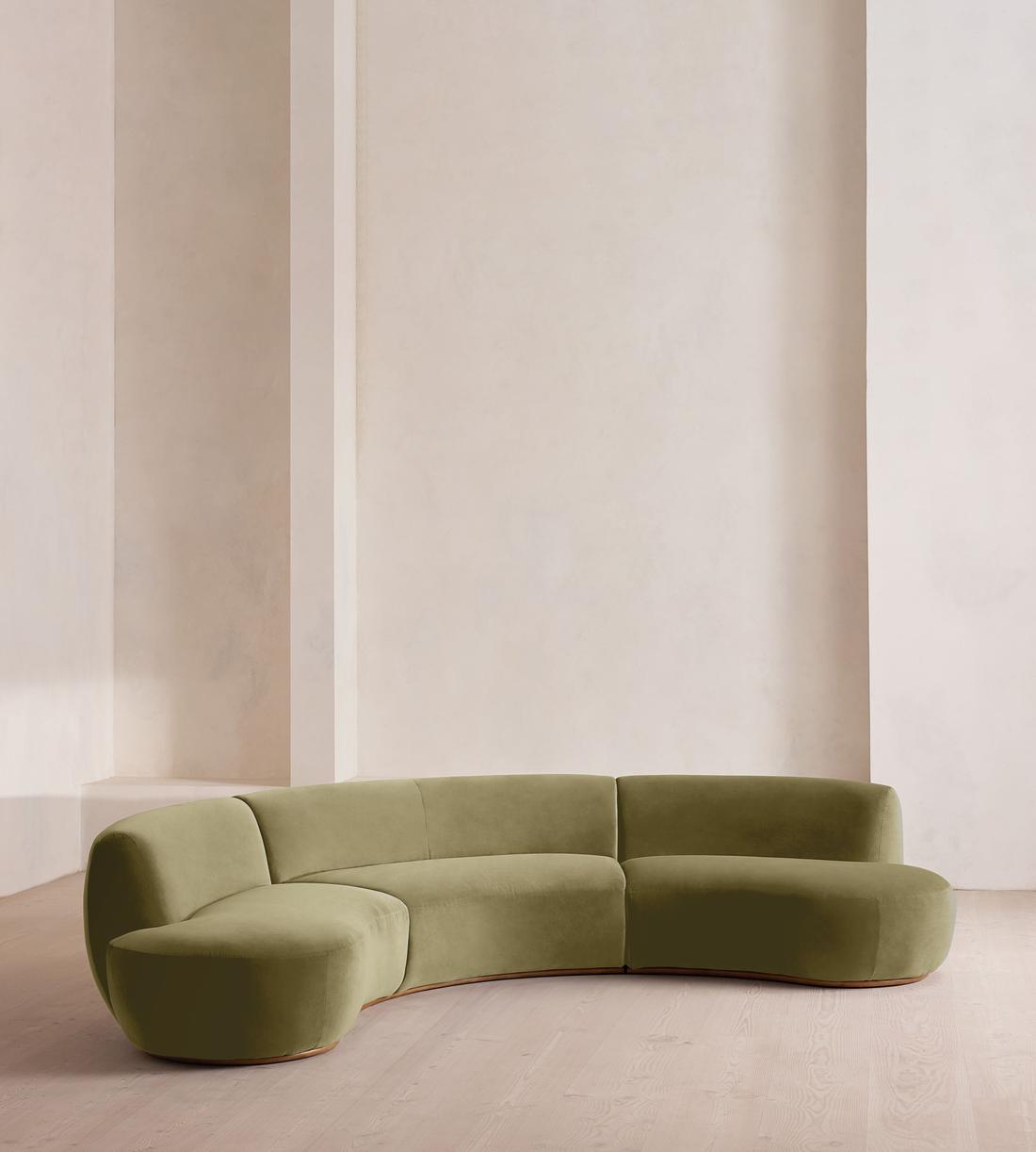 Aline Serpentine Sectional Sofa - Four Seater - Lichen Velvet - US - Listing - Image 2