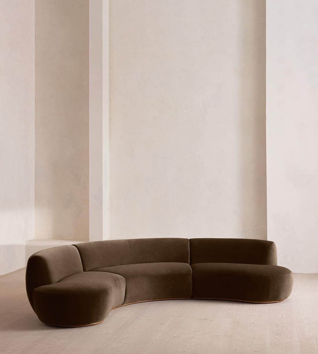 Aline Serpentine Modular Sofa - Four Seater - Chocolate Velvet - UK - Listing - Image 2