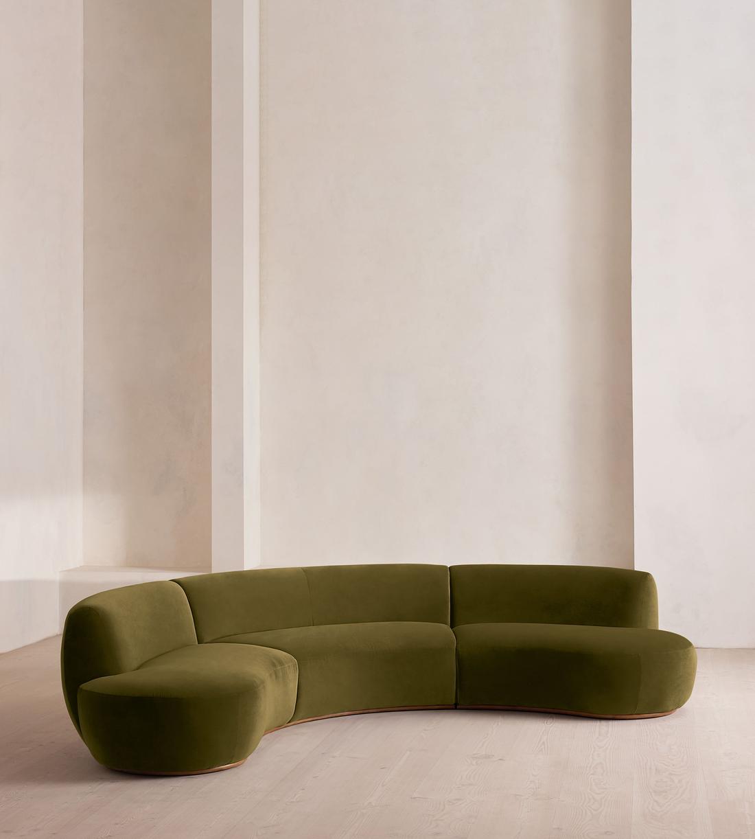 Aline Serpentine Modular Sofa - Four Seater - Olive Velvet - UK - Listing - Image 2
