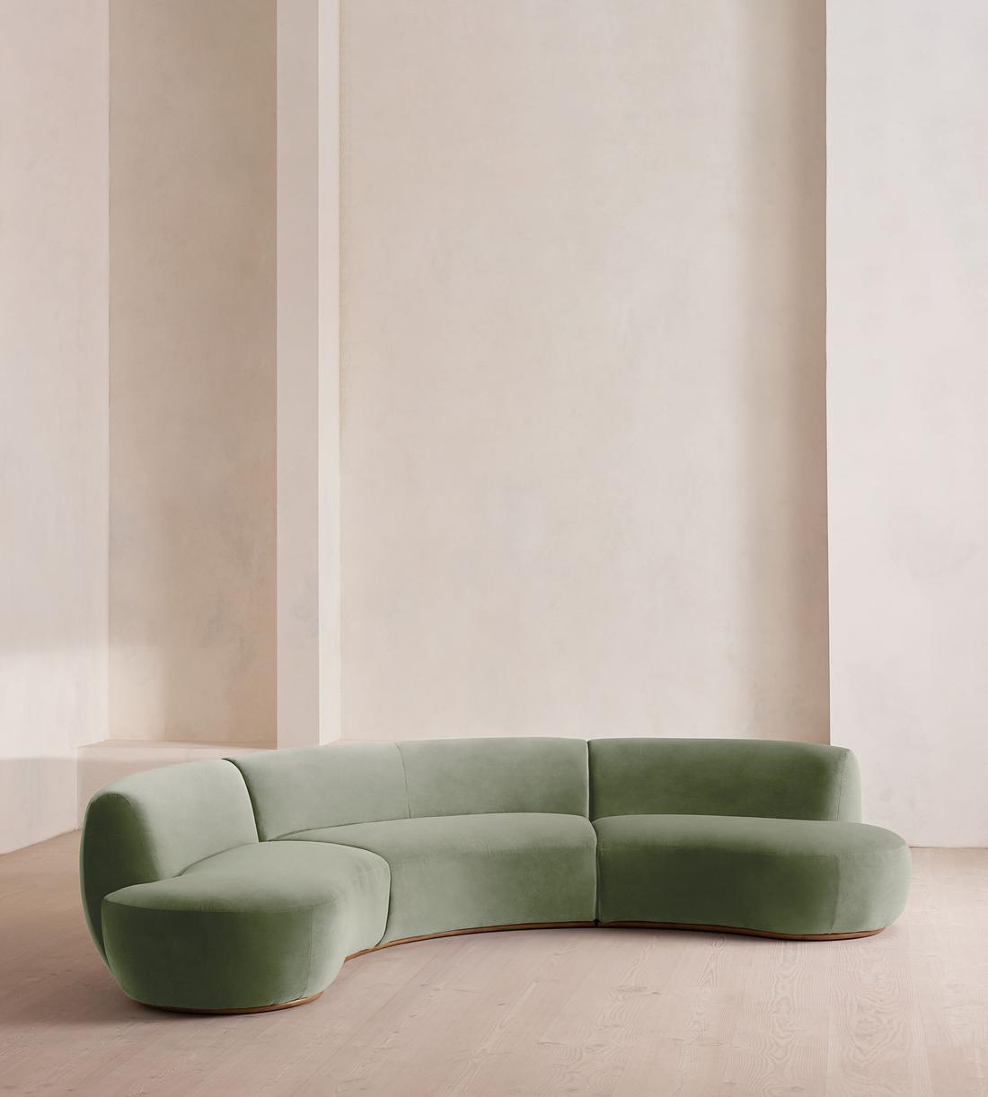 Aline Serpentine Sectional Sofa - Six Seater - Velvet - Seafoam - US - Listing - Image 2
