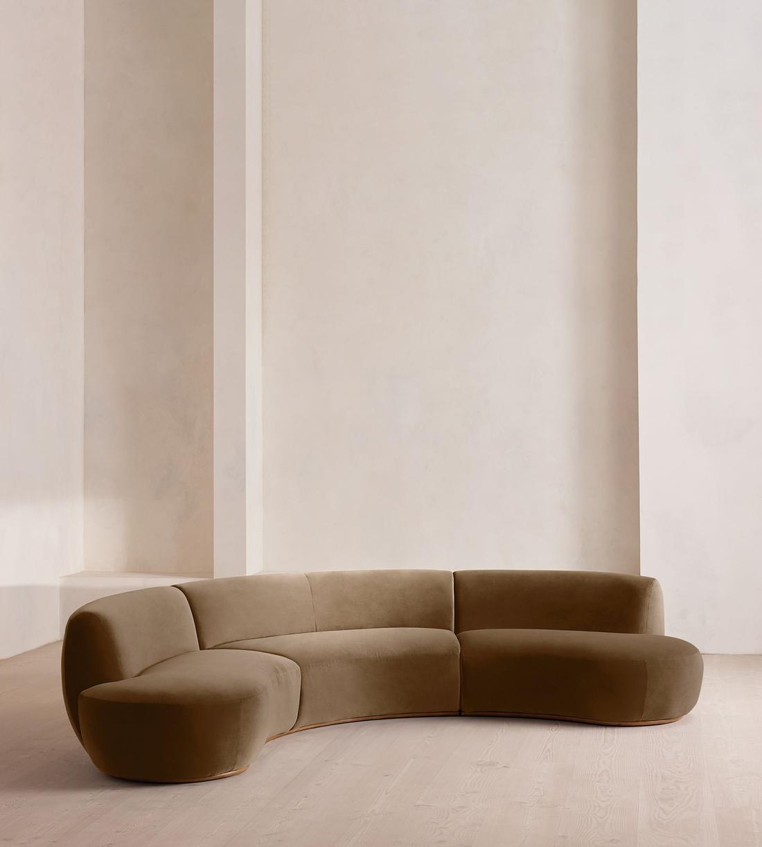 Aline Serpentine Sectional Sofa - Six Seater - Velvet - Truffle - US - Listing - Image 2
