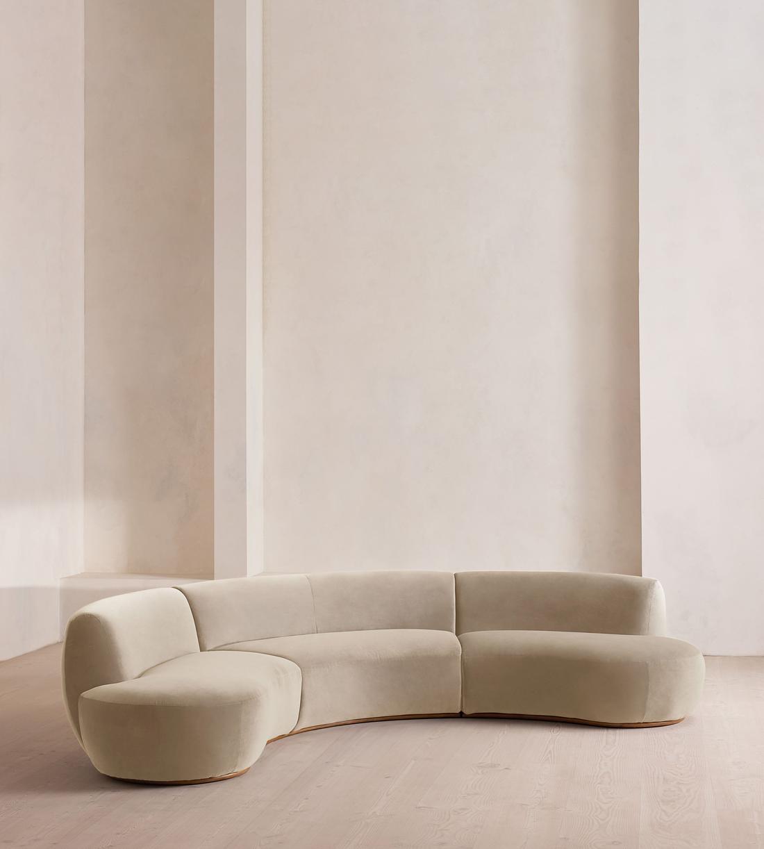 Aline Serpentine Sectional Sofa - Six Seater - Velvet - Oyster - US - Listing - Image 2