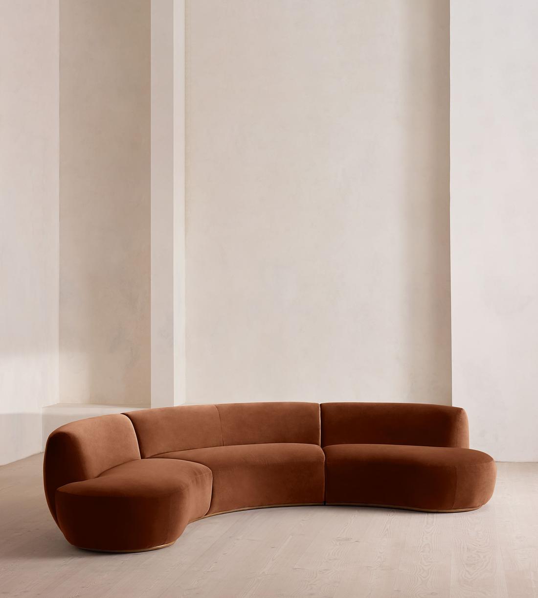 Aline Serpentine Sectional Sofa - Six Seater - Velvet - Cinnamon - US - Listing - Image 2