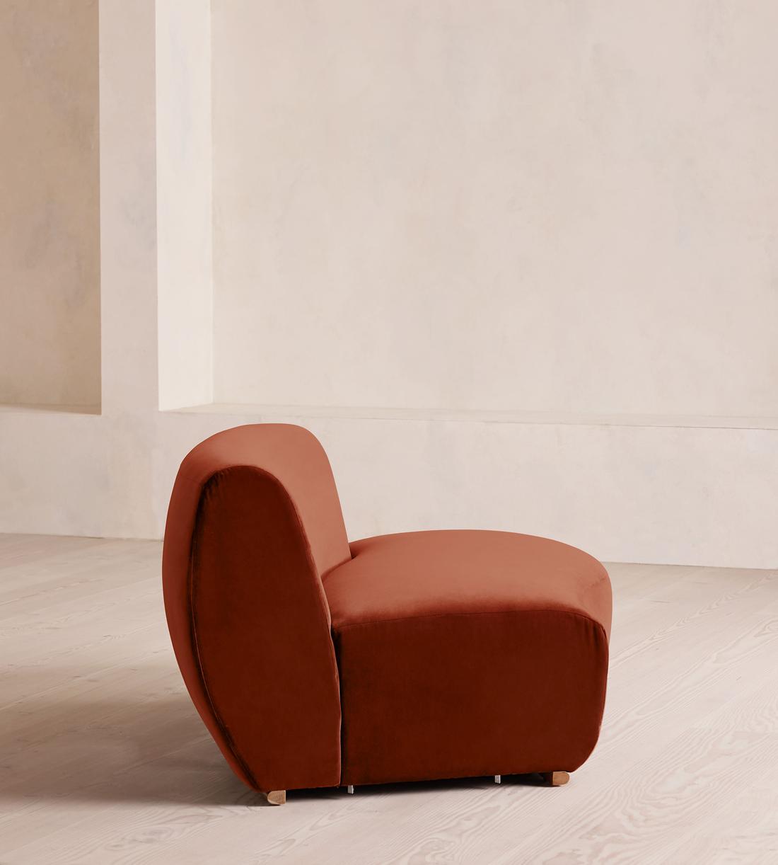 Aline Serpentine Sectional Sofa - Left Section - Rust Velvet - US - Image 7