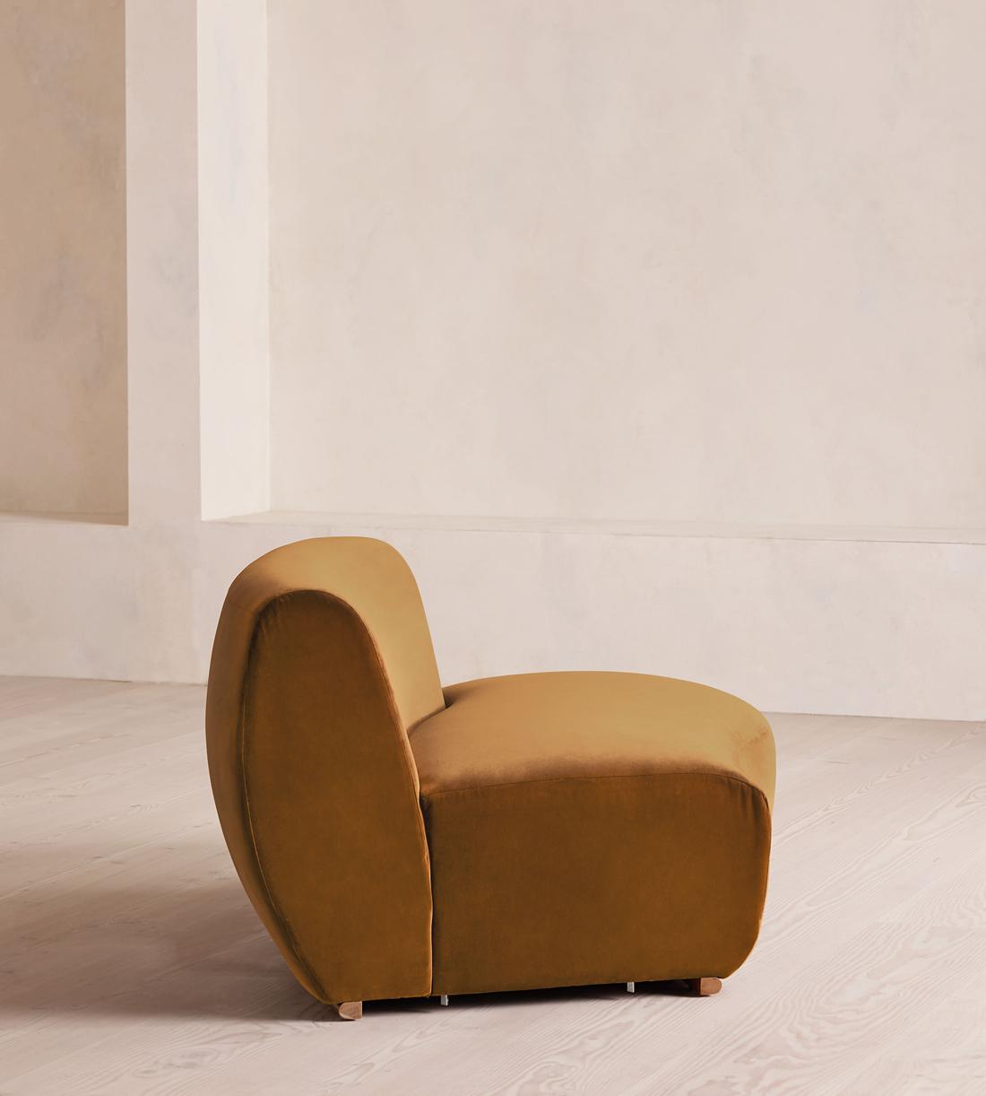 Aline Serpentine Sectional Sofa - Left Section - Mustard Velvet - US - Image 6