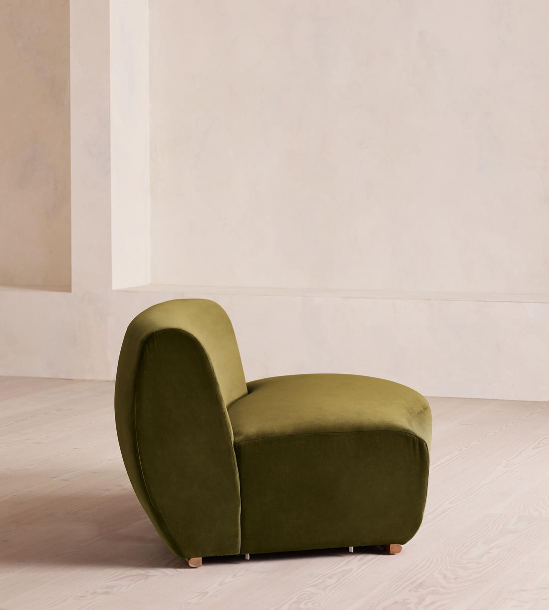Aline Serpentine Modular Sofa - Middle Section - Olive Velvet - Image 7