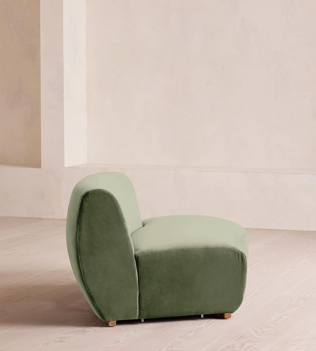 Aline Serpentine Sectional Sofa - Middle Section - Velvet - Seafoam - US - Image 7
