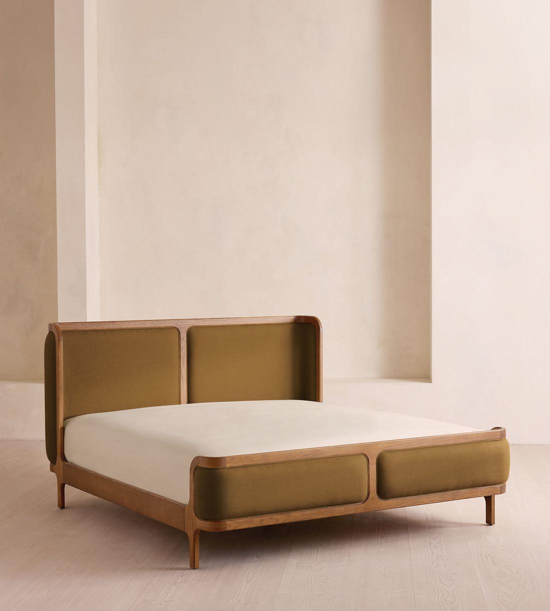 Belsa Bed - Light Oak - King - Linen - Ochre - US - Listing - Image 1