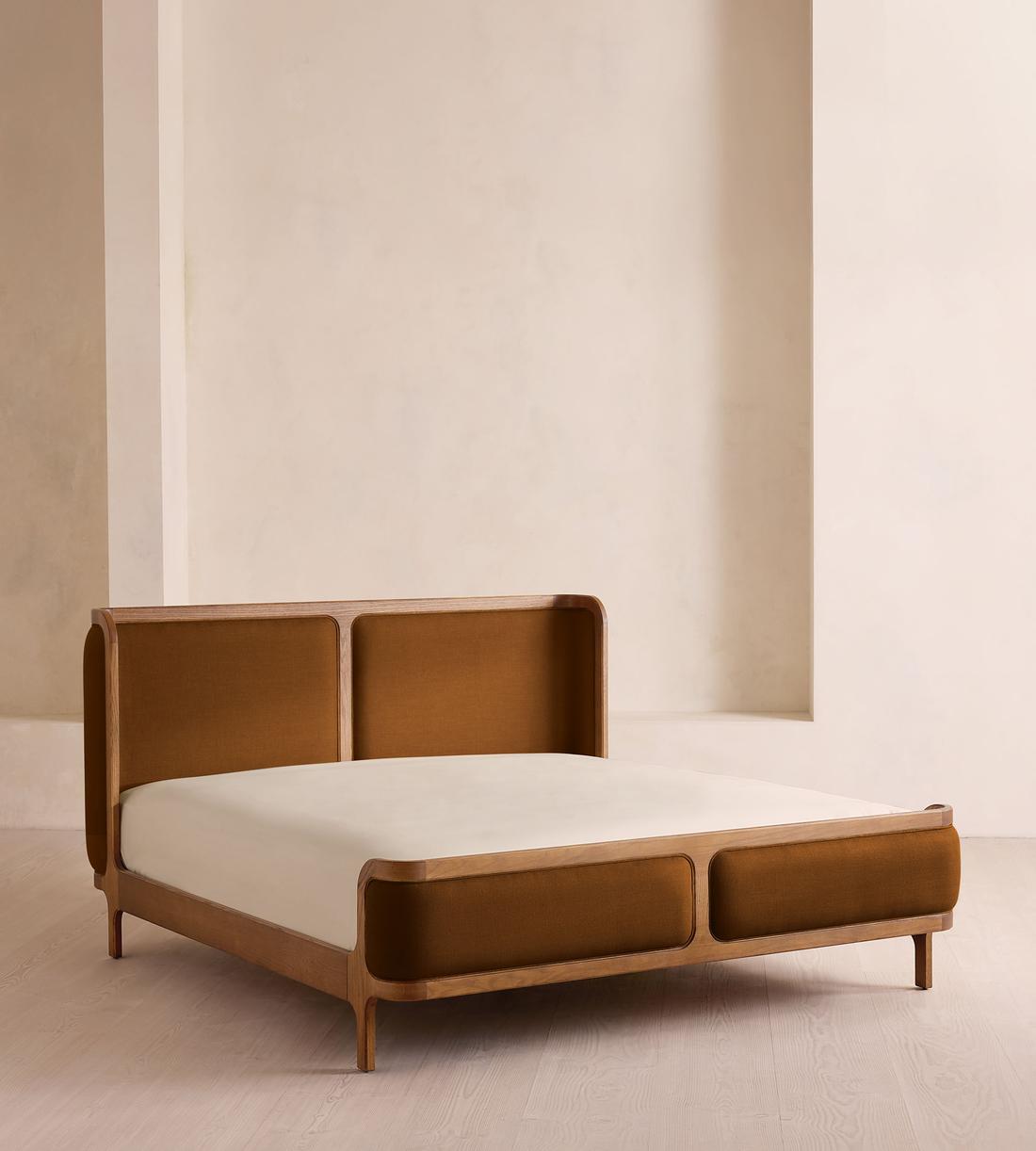 Belsa Bed - Light Wood - Queen - Linen - Terracotta - US - Listing - Image 1