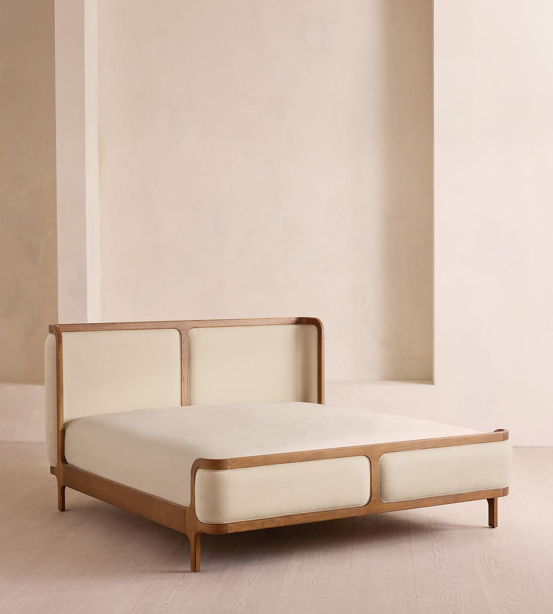 Belsa Bed - Light Oak - King - Linen - Bisque - US - Listing - Image 1