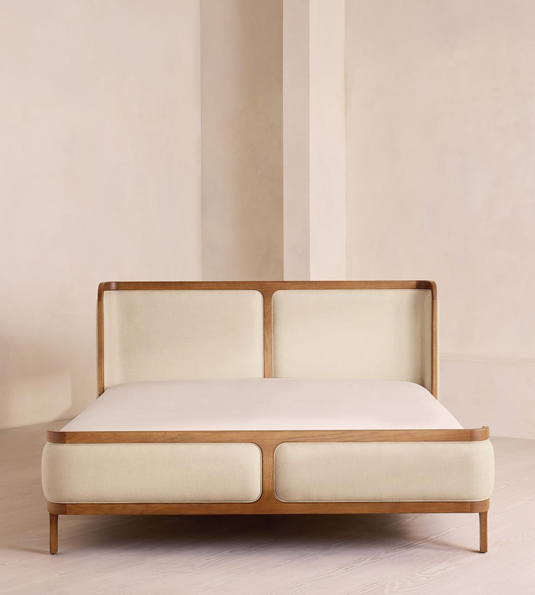 Belsa Bed - Light Oak - King - Linen - Bisque - US - Listing - Image 2