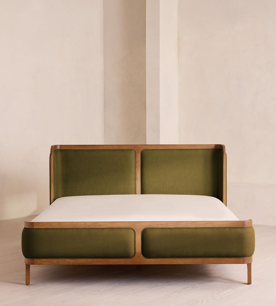 Belsa Bed - Light Oak - King - Linen - Olive - Listing - Image 2