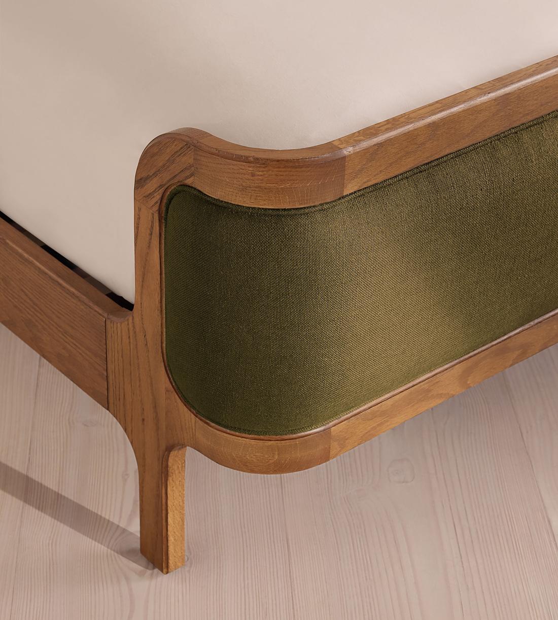 Belsa Bed - Light Oak - Queen - Linen - Olive - US - Images - Image 5