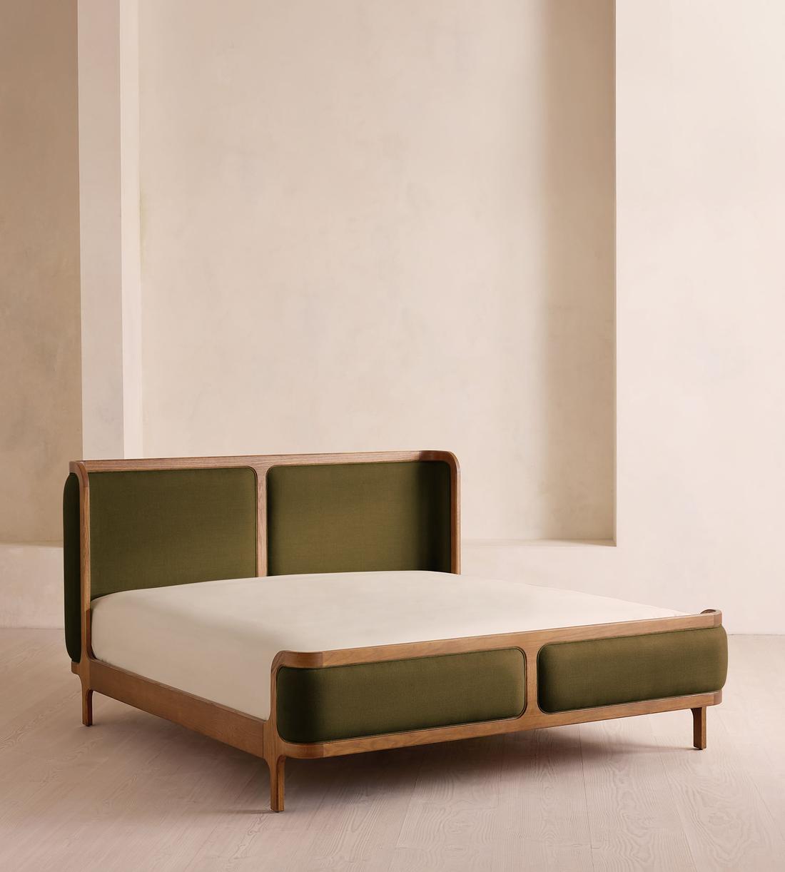 Belsa Bed - Light Oak - King - Linen - Olive - US - Listing - Image 1