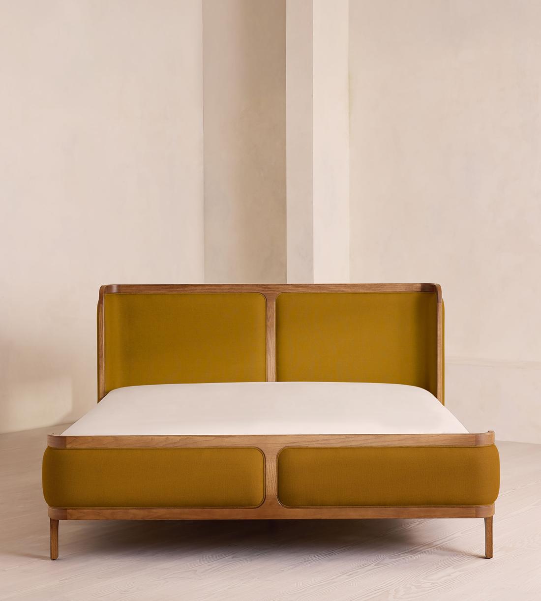 Belsa Bed - Light Wood - King - Linen - Turmeric - UK - Listing - Image 2