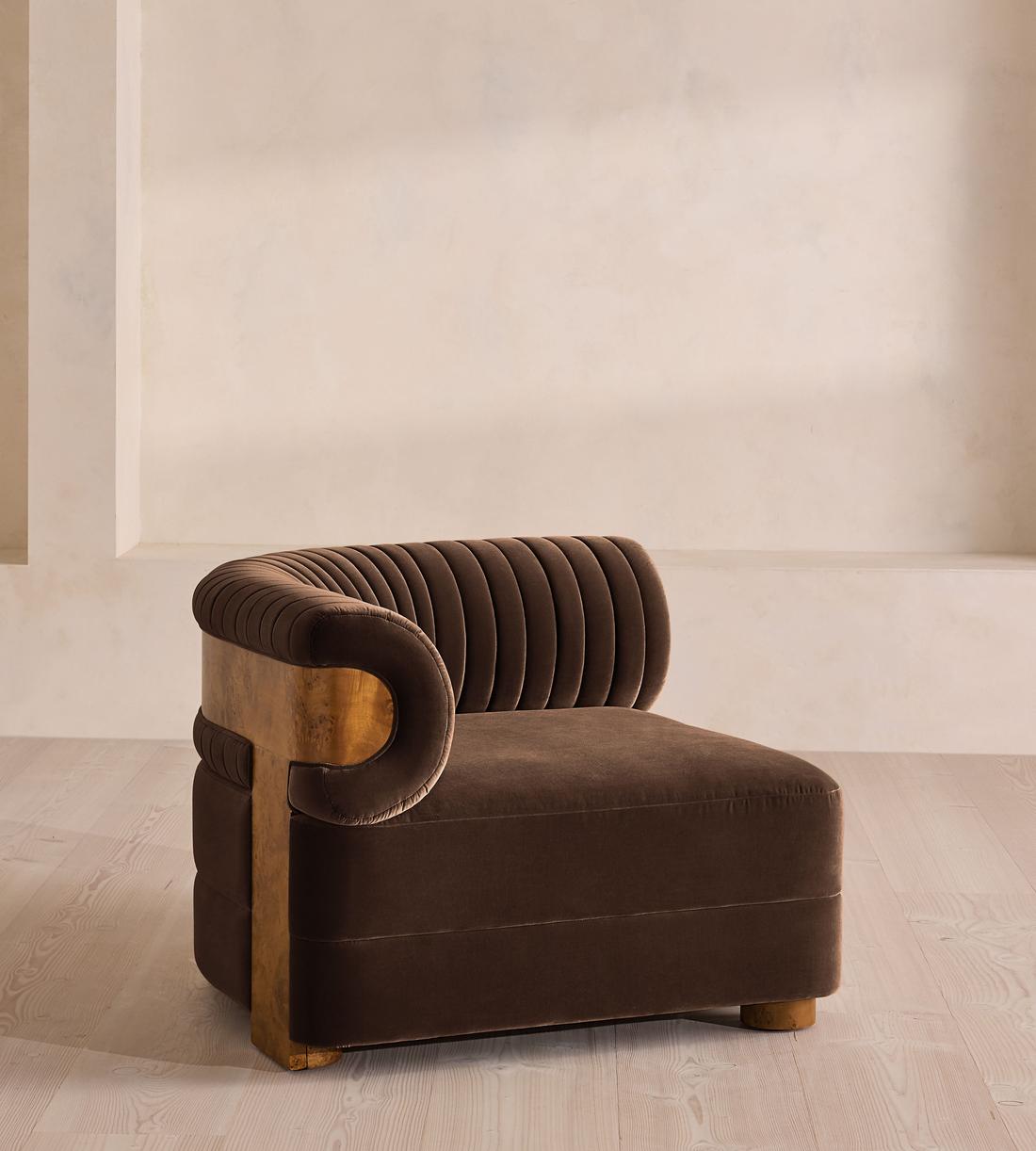 Caleb Modular Sofa - Corner Module - Velvet - Chocolate - Dark Burl - UK - Image 2