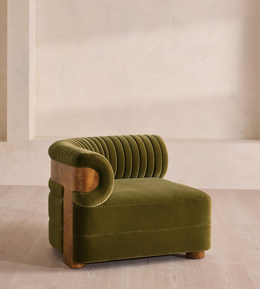 Caleb Sectional Sofa - Corner Module - Velvet - Olive - Dark Burl - US - Image 2