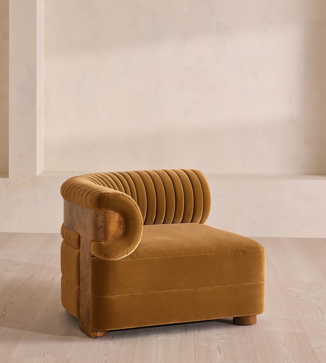 Caleb Sectional Sofa - Corner Module - Velvet - Mustard - Dark Burl - US - Image 2